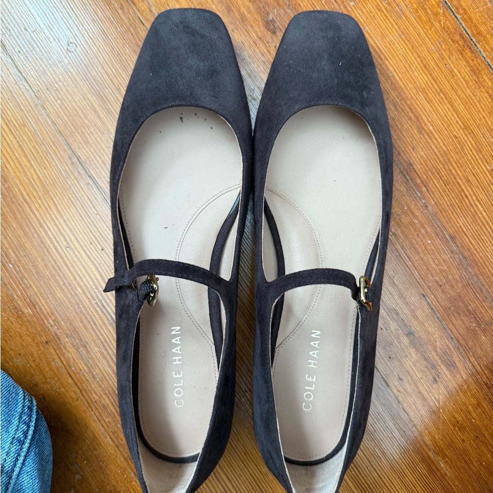 Cole Haan Dark Brown Suede Mary Jane Flats